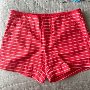 Tommy Hilfiger Pink and White Stripe Shorts with Anchor Buttons- Size 2